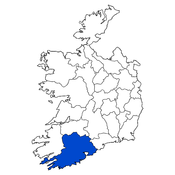 Map of Ireland with County Cork highlighted